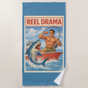 Spoel Drama Haai Visser Grappige Retro Scheepvaa Strandlaken