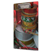 Spoelen van kerstfeestdagen, rood en goud klembord (Links)