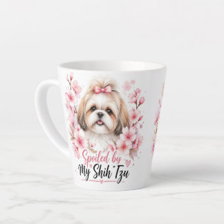 Spoiled By My Shih Tzu Cute Floral Dog Mom Mug Latte Mok