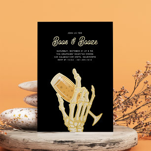 Spokachtig Champagne "Boos & Booze" Halloween-fees Folie Uitnodiging