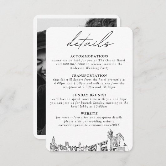 Spokane Bruiloft Details Behuizing Kaart (Voorkant / Achterkant)