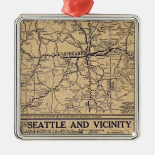 Spokane, Seattle Metalen Ornament