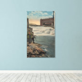 Spokane, WA - Paar Gevist op onderste Herfsten Canvas Afdruk (Insitu (Houten vloer))