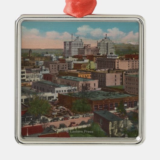 Spokane, WA - Skyline Uitzicht of Downtown Metalen Ornament (Voorkant)