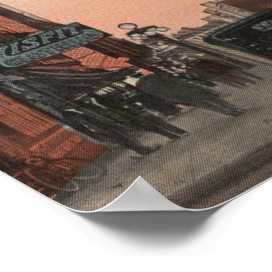 Spokane, WA - Uitzicht in het centrum met horeca Poster (Hoek)