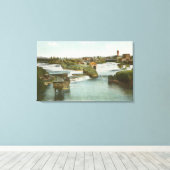 Spokane, WA - Uitzicht Midden-Herfsten & rivier Canvas Afdruk (Insitu (Houten vloer))