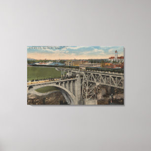 Spokane, WA - Voltooiing van de Stille-Oceaanspoor Canvas Afdruk