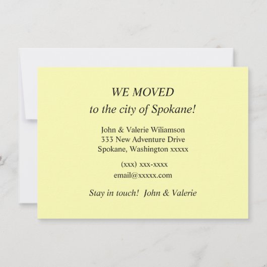 Spokane Washington Moving Faire-part (Dos)