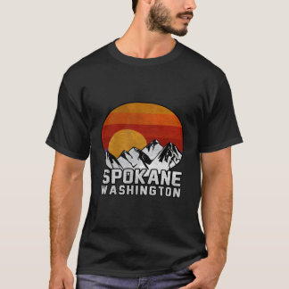 Spokane Washington Retro Mountain Sunset Design T-shirt