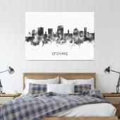 Spokane Washington Skyline BW Canvas Afdruk (Insitu (Slaapkamer))