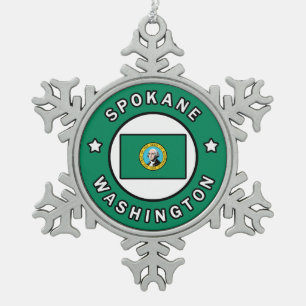 Spokane Washington Tin Sneeuwvlok Ornament