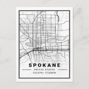 Spokane Washington USA Travel City Map Briefkaart
