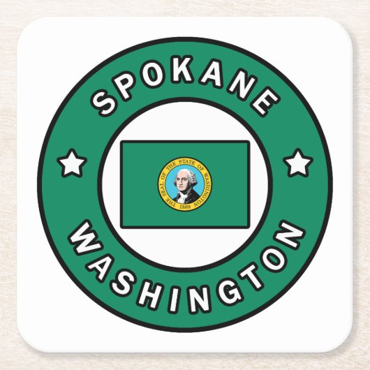 Spokane Washington Vierkante Kartonnen Onderzetter (Voorkant)