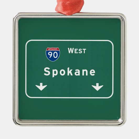 Spokane Washington wa Interstate Highway Freeway : Metalen Ornament (Voorkant)