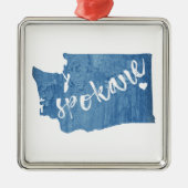 Spokane Washington Wood Grain Metalen Ornament (Voorkant)