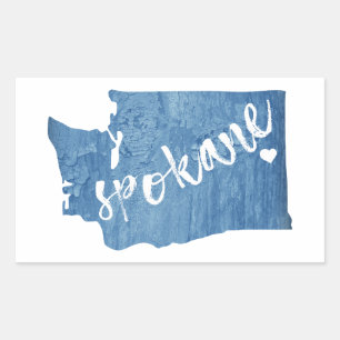 Spokane Washington Wood Grain Rechthoekige Sticker