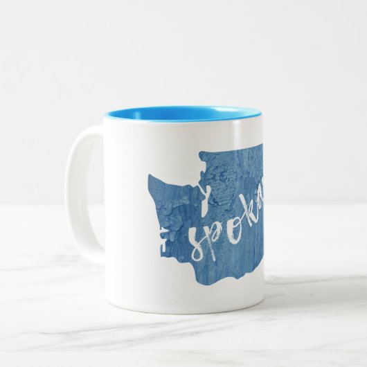 Spokane Washington Wood Grain Tweekleurige Koffiemok (Voorkant links)