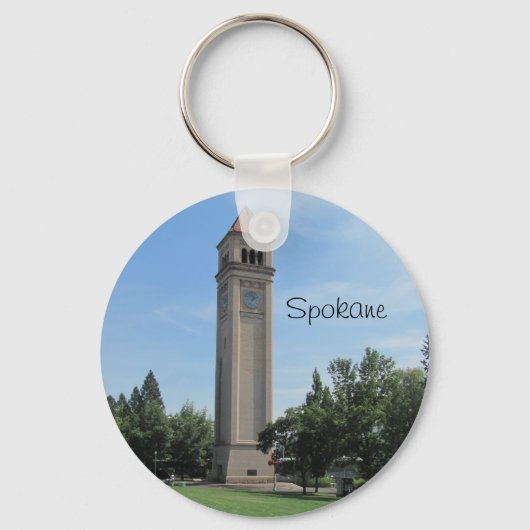 Spokane's oude Railroad Clock Tower Sleutelhanger (Voorkant)