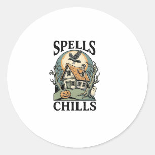 Spoken Cottage Halloween T-shirt voor griezelig se Ronde Sticker