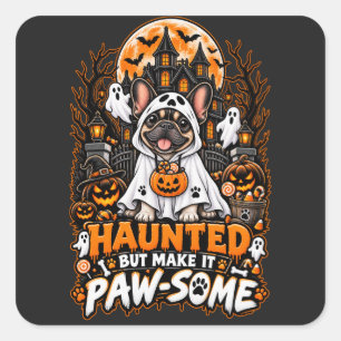 Spoken Frenchie Halloween Griezelen Maar Maak Het Vierkante Sticker