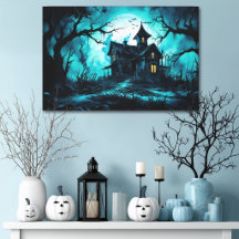 Spoken Halloween-huis bij blauwe schemering