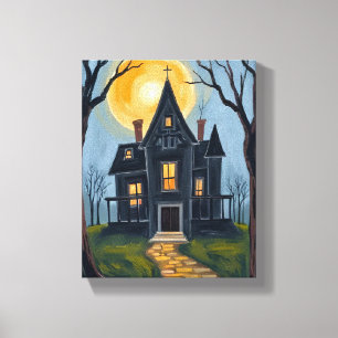 Spoken Huis   Enge Halloween  Canvas Afdruk