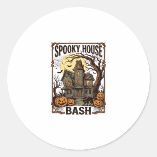 Spoken Huis Feest Vintage Gravure Halloween Ontw Ronde Sticker