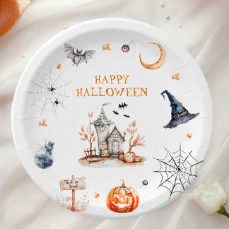 Spoken Huis Gelukkig Halloween Papieren Bordje