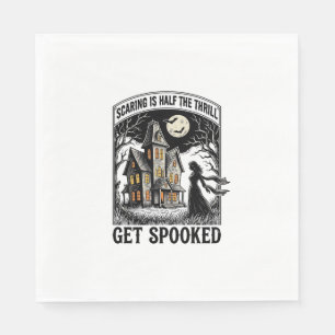 Spoken Huis Halloween Vintage Gravure Horror S Servet