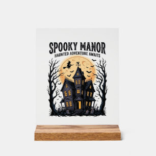 Spoken Huis Halloween Vintage Gravure Spookachtige Acryl Bord