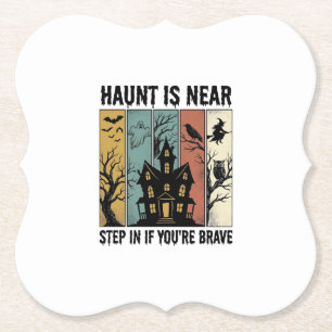 Spoken Huis Halloween Vintage Gravure Spookachtige Kartonnen Onderzetters