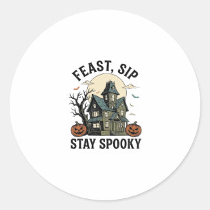 Spoken Huis Halloween Vintage Gravure Spookachtige Ronde Sticker