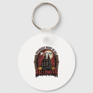 Spoken Huis Halloween Vintage Gravure Spookachtige Sleutelhanger