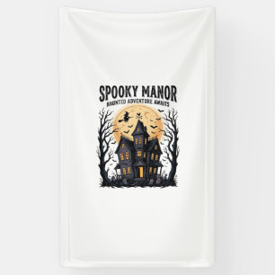 Spoken Huis Halloween Vintage Gravure Spookachtige Spandoek