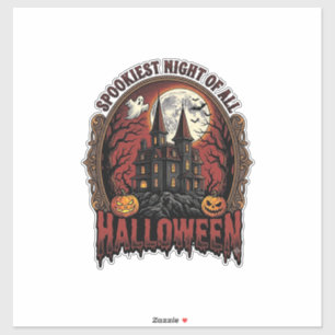 Spoken Huis Halloween Vintage Gravure Spookachtige Sticker
