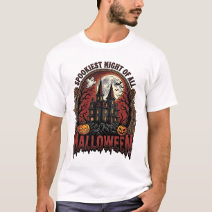 Spoken Huis Halloween Vintage Gravure Spookachtige T-shirt