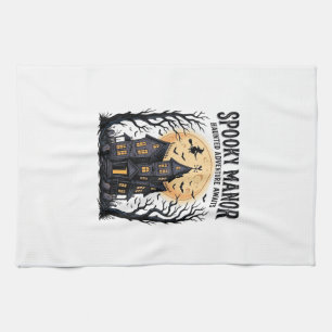 Spoken Huis Halloween Vintage Gravure Spookachtige Theedoek