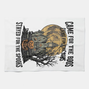 Spoken Huis Halloween Vintage Gravure Spookachtige Theedoek