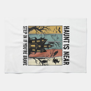 Spoken Huis Halloween Vintage Gravure Spooky D Theedoek