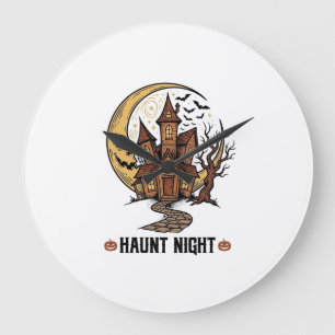 Spoken Huis Halloween Vintage Gravure Wit T-Shirt Grote Klok