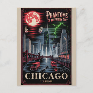 Spoken van de Winderige Stad Chicago horror reis  Briefkaart