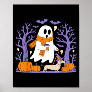 Spokende Dachshund Grappig Spookseizoen Poster