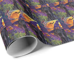 Spokende grote Daneshond Halloween Heksenpompelmoe Cadeaupapier