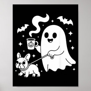 Spokende Hond Franse Bulldog Coffee Halloween Poster