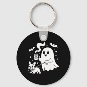 Spokende Hond Franse Bulldog Coffee Halloween Sleutelhanger
