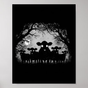 Spokende Koeien Bos Zwarte Rundvee Met Grote Ogen Poster