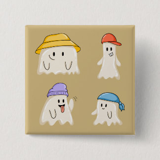 Spokende Vrienden met Kleurrijke Hoeden Vierkante Button 5,1 Cm