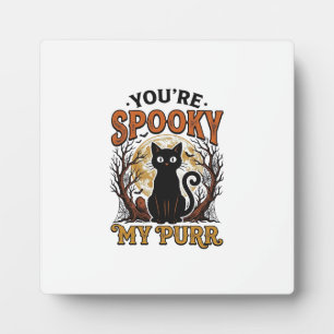 Spokende Zwarte Kat Pun Halloween Vintage Gravure Fotoplaat
