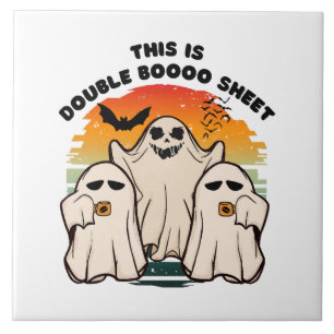 Spokengestuum voor Halloween Grappig Boe Tegeltje