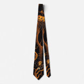 Spokenhout met Halloween Jack-o'-lantern Stropdas (Voorkant)